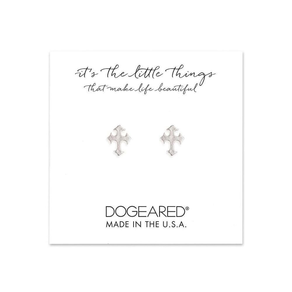 Dogeared It's The Little Things Gothic Cross Sterling Silver Stud Earrings NWT